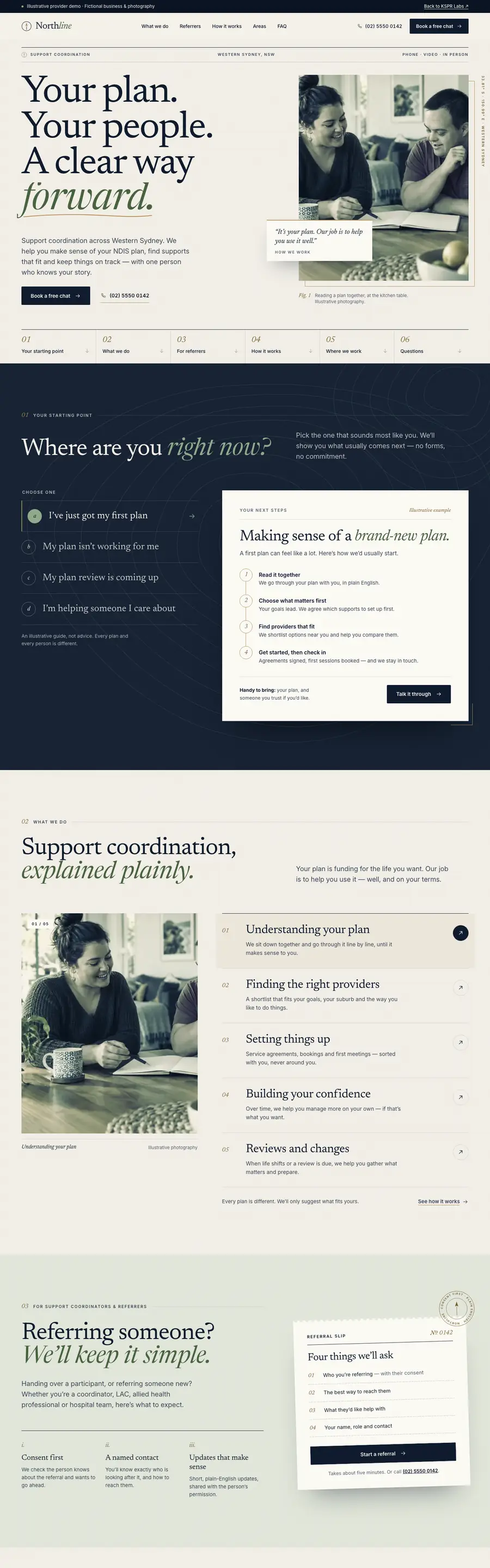 Northline demo website, desktop