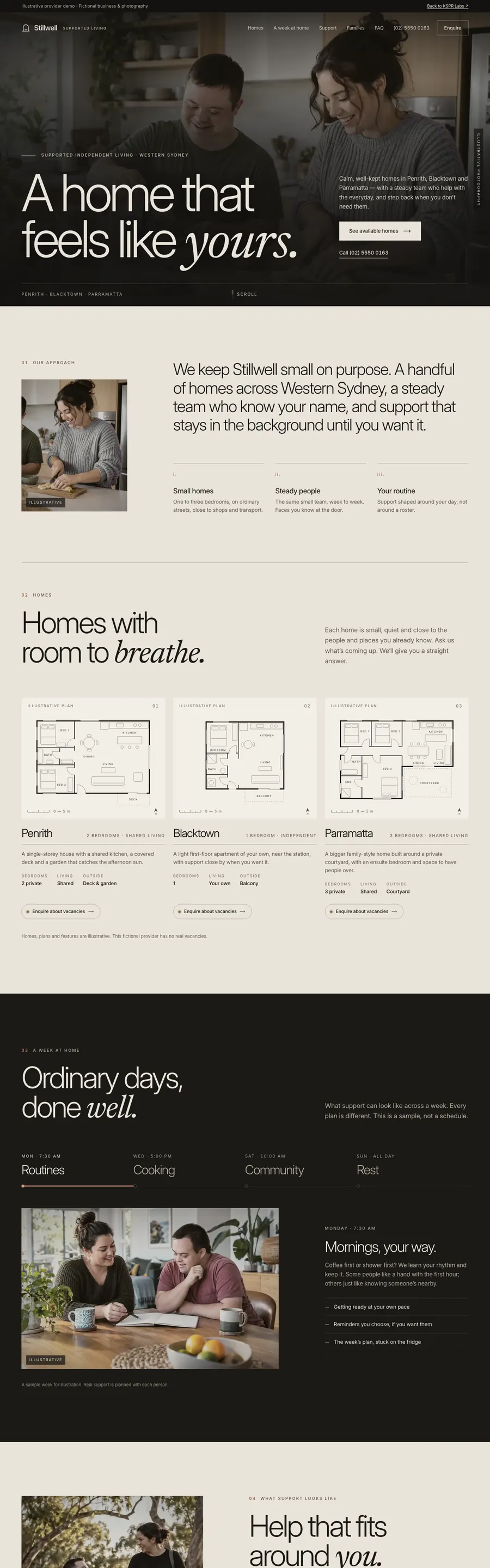Stillwell demo website, desktop